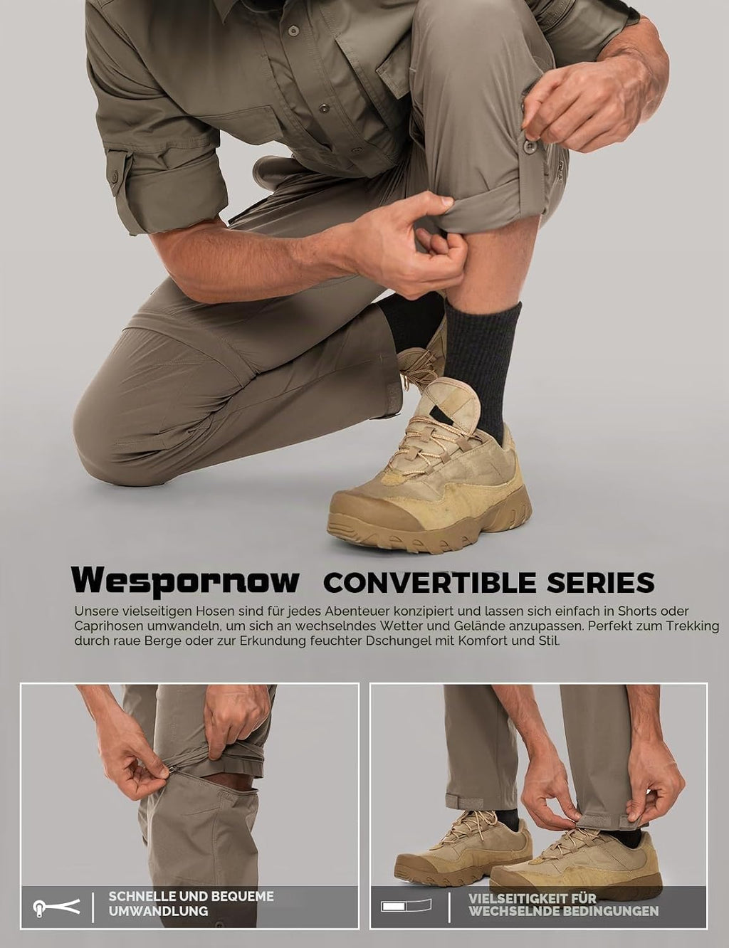 Wespornow Wanderhose Herren Zip-Off: 3 in 1 Atmungsaktiv für Trekking