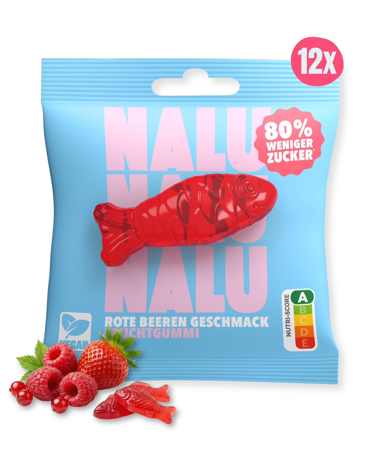 NALU Probierset Gummibärchen ohne Zuckerzusatz, 4 Sorten, 12 x 50 g