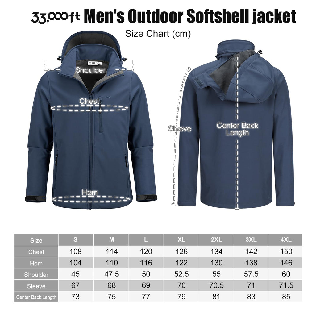 33,000ft Softshelljacke für Herren Wasserdicht Outdoor Jacke Übergangsjacke
