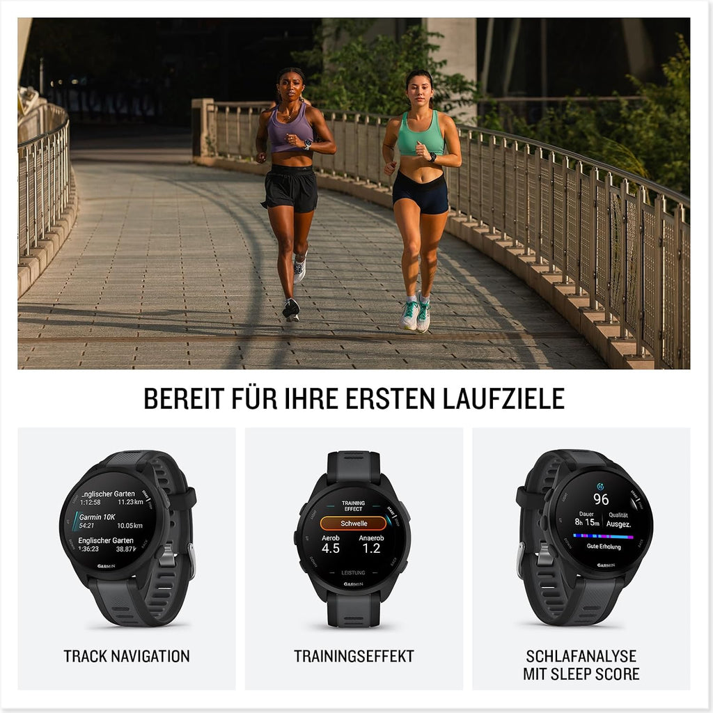 Garmin Forerunner 165 43mm - Lauf-Smartwatch, 1,2" AMOLED Touchscreen, bis zu 11 Tage Akkulaufzeit, 25+ Sport-Apps, Trainingsempfehlungen, Gesundheitsdaten, smarten Funktionen
