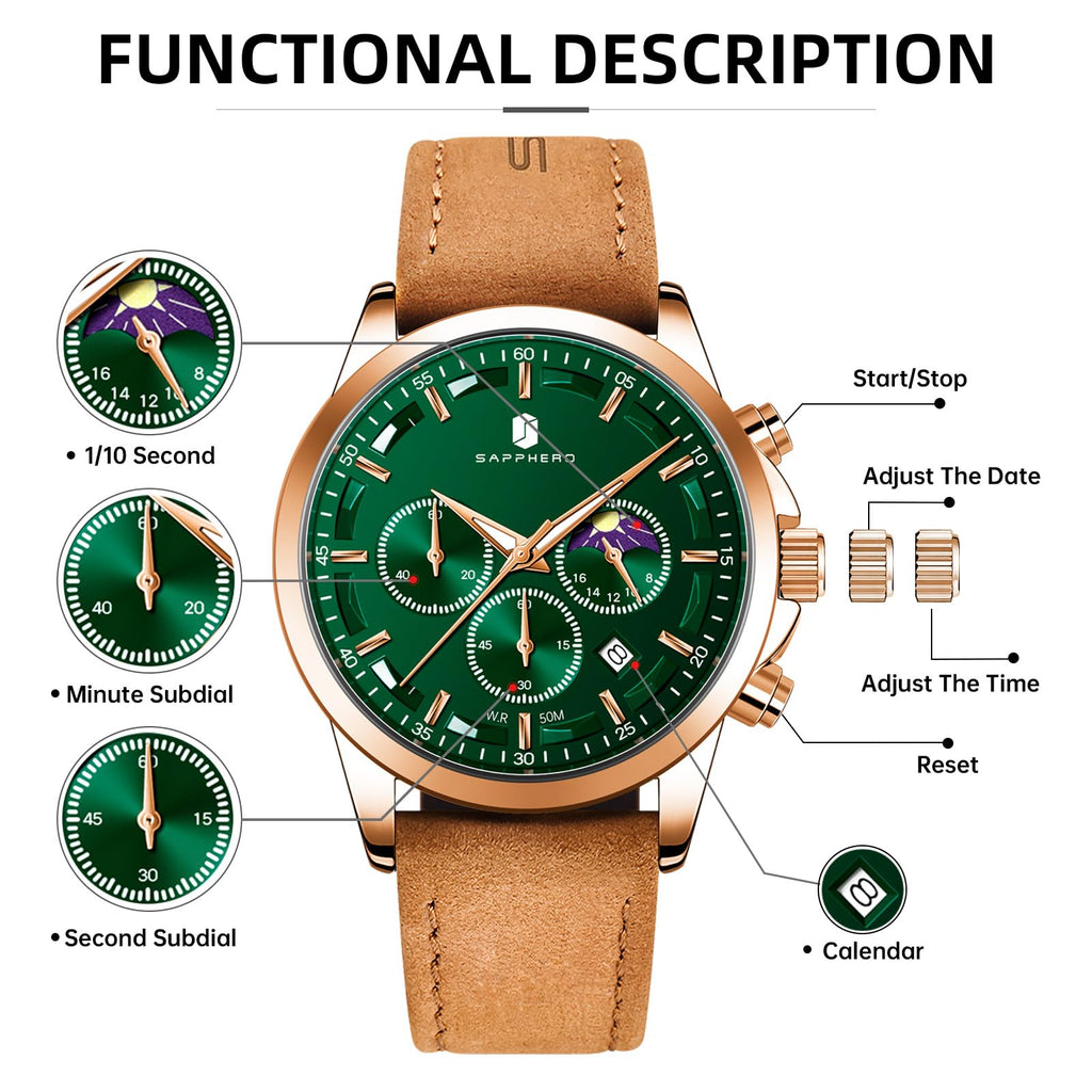 BENYAR BY Uhren Herren Chronograph Analog Quarz Wasserdicht Datum Armbanduhr Herren Mode Business-Kleid Herrenuhr Elegantes Geschenk fur Männer