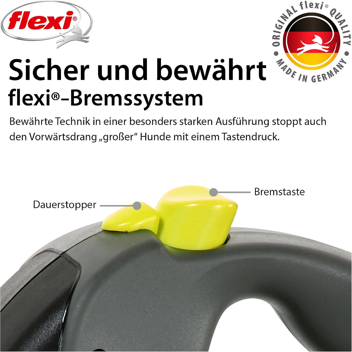 flexi® Giant L Hunde Roll-Leine, 10m Gurt, schwarz/neon-gelb