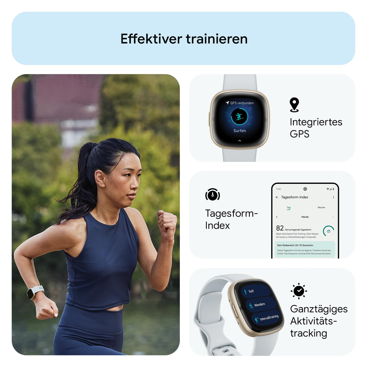 Google Fitbit Sense 2 – Smartwatch Damen / Herren – Fitnessuhr mit integriertem GPS und Telefonfunktion – Fitness-Tracking mit Stressmanagement, EKG und Schlafanalyse – kompatibel mit Android/iOS