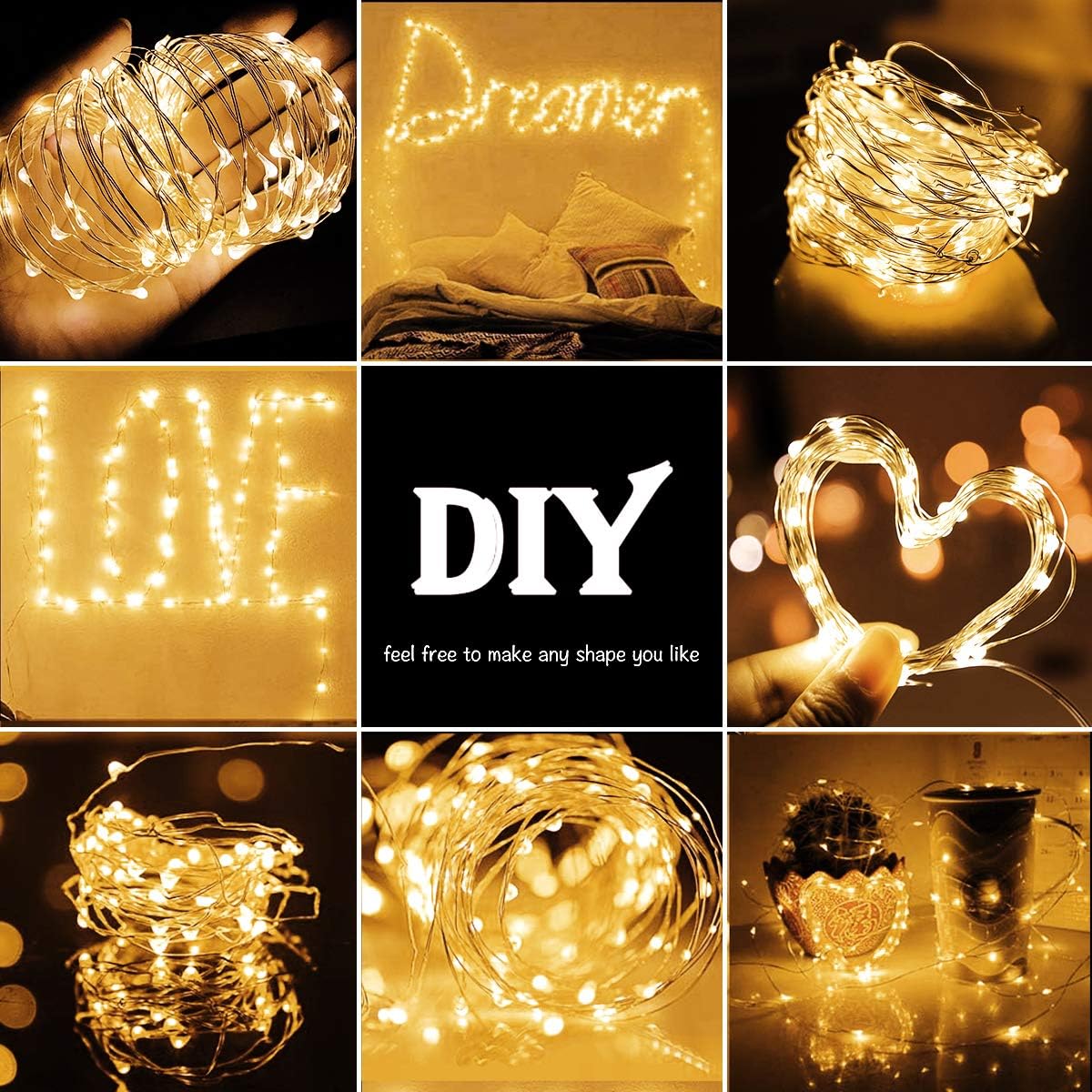 cshare Halloween Deko Lichterkette, Herbst lichterkette, 16.4ft/5m 50LEDs Orange Fall Fairy Lichter,Halloween Dekorationen String IP65 wasserdicht Zelt Lichter für kürbis Dach Fenster Party(Orange)