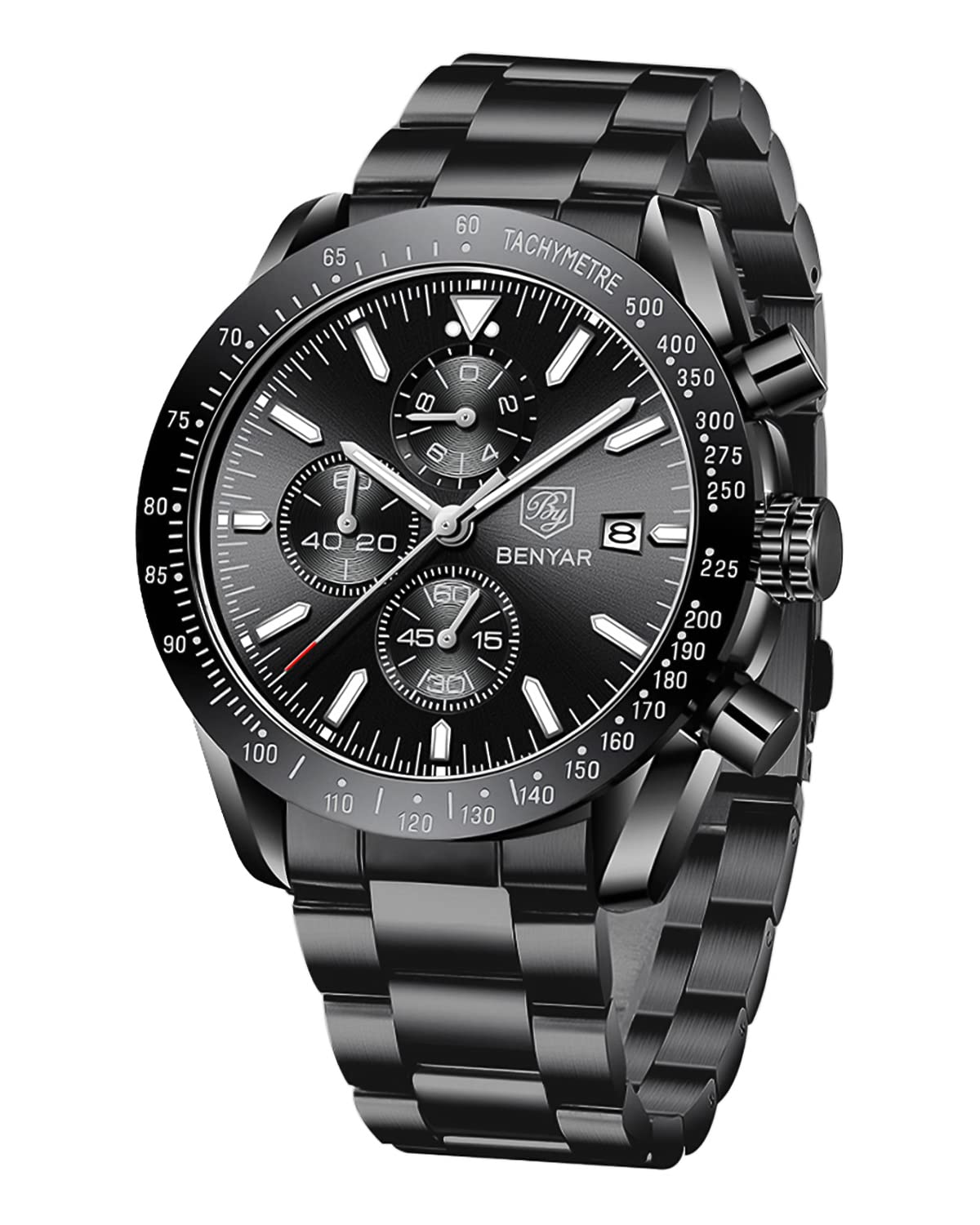 BENYAR Uhren Herren Analog Quarz Chronograph Herrenuhren Wasserdicht Datum Lederband Armbanduhr Lässig Business-Kleid fur Männer Klassische Elegantes Geschenk