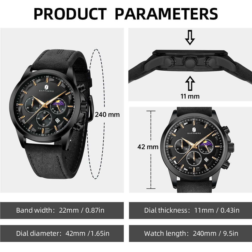 BENYAR BY Uhren Herren Chronograph Analog Quarz Wasserdicht Datum Armbanduhr Herren Mode Business-Kleid Herrenuhr Elegantes Geschenk fur Männer