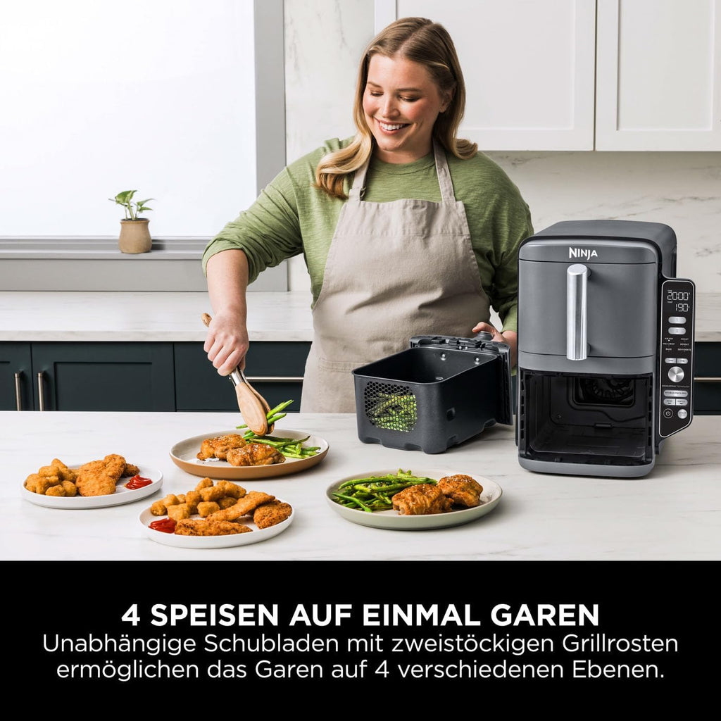 Ninja Double Stack XL Heißluftfritteuse, 9,5 L, 6 Kochfunktionen, Grau