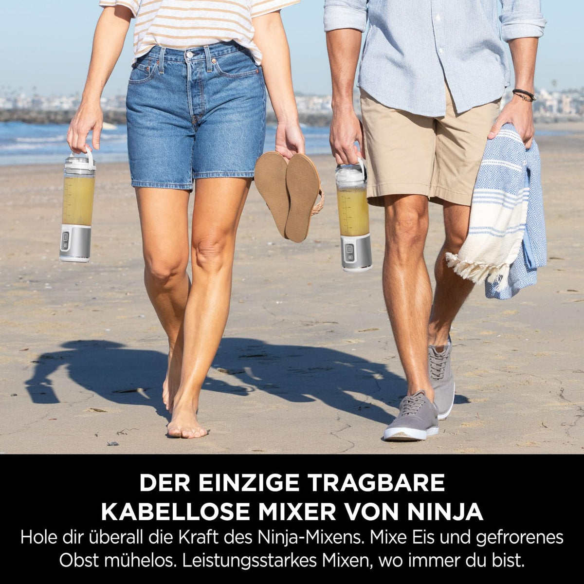 Ninja Blast Tragbarer Mixer / Blender / Smoothie Maker, 530ml Becher, Auslaufsicherer Deckel, Leistungsstarker Mini Standmixer, Kabellos & Wiederaufladbar, Zerkleinert Eis & Obst, Blau, BC151EUNV