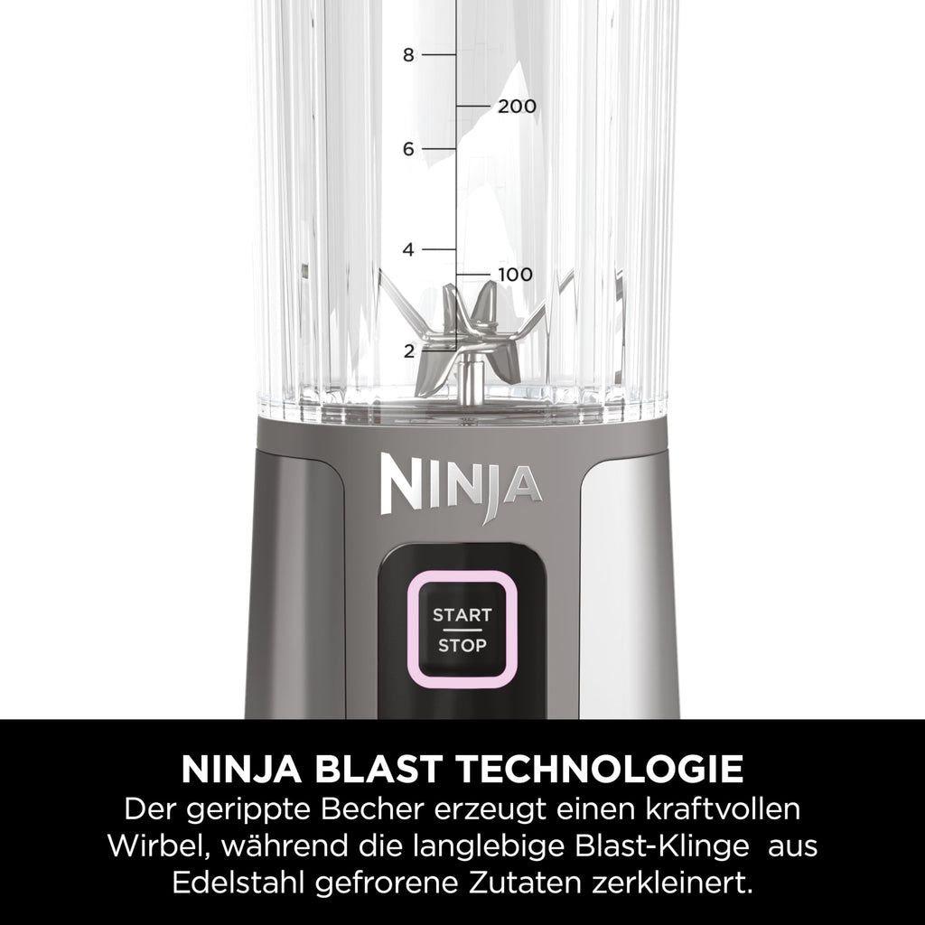 Ninja Blast Tragbarer Mixer / Blender / Smoothie Maker, 530ml Becher, Auslaufsicherer Deckel, Leistungsstarker Mini Standmixer, Kabellos & Wiederaufladbar, Zerkleinert Eis & Obst, Blau, BC151EUNV