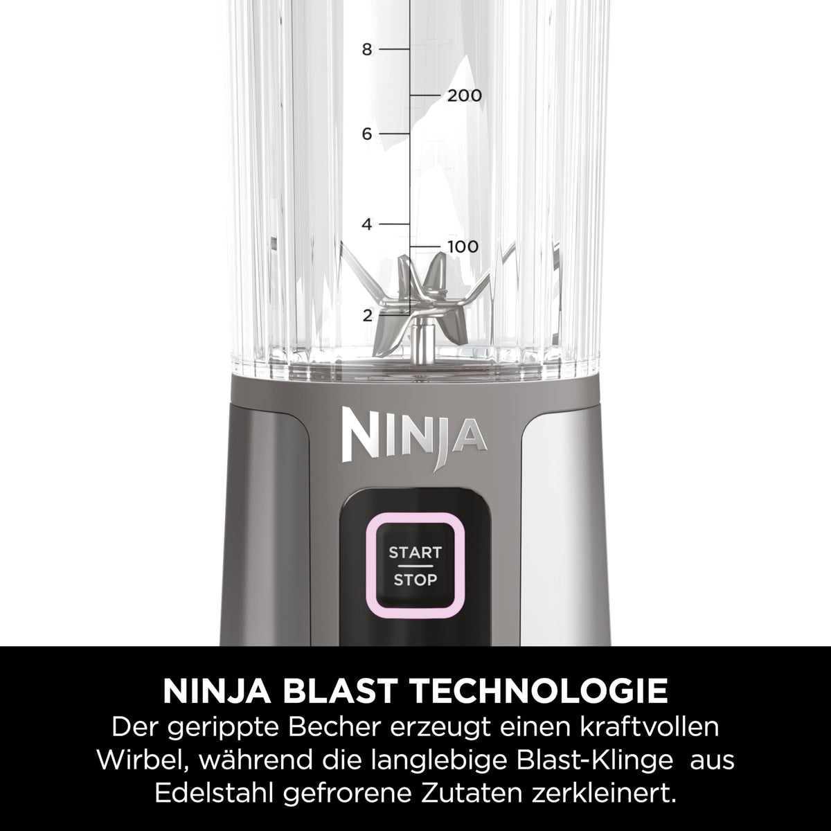 Ninja Blast Tragbarer Mixer / Blender / Smoothie Maker, 530ml Becher, Auslaufsicherer Deckel, Leistungsstarker Mini Standmixer, Kabellos & Wiederaufladbar, Zerkleinert Eis & Obst, Blau, BC151EUNV