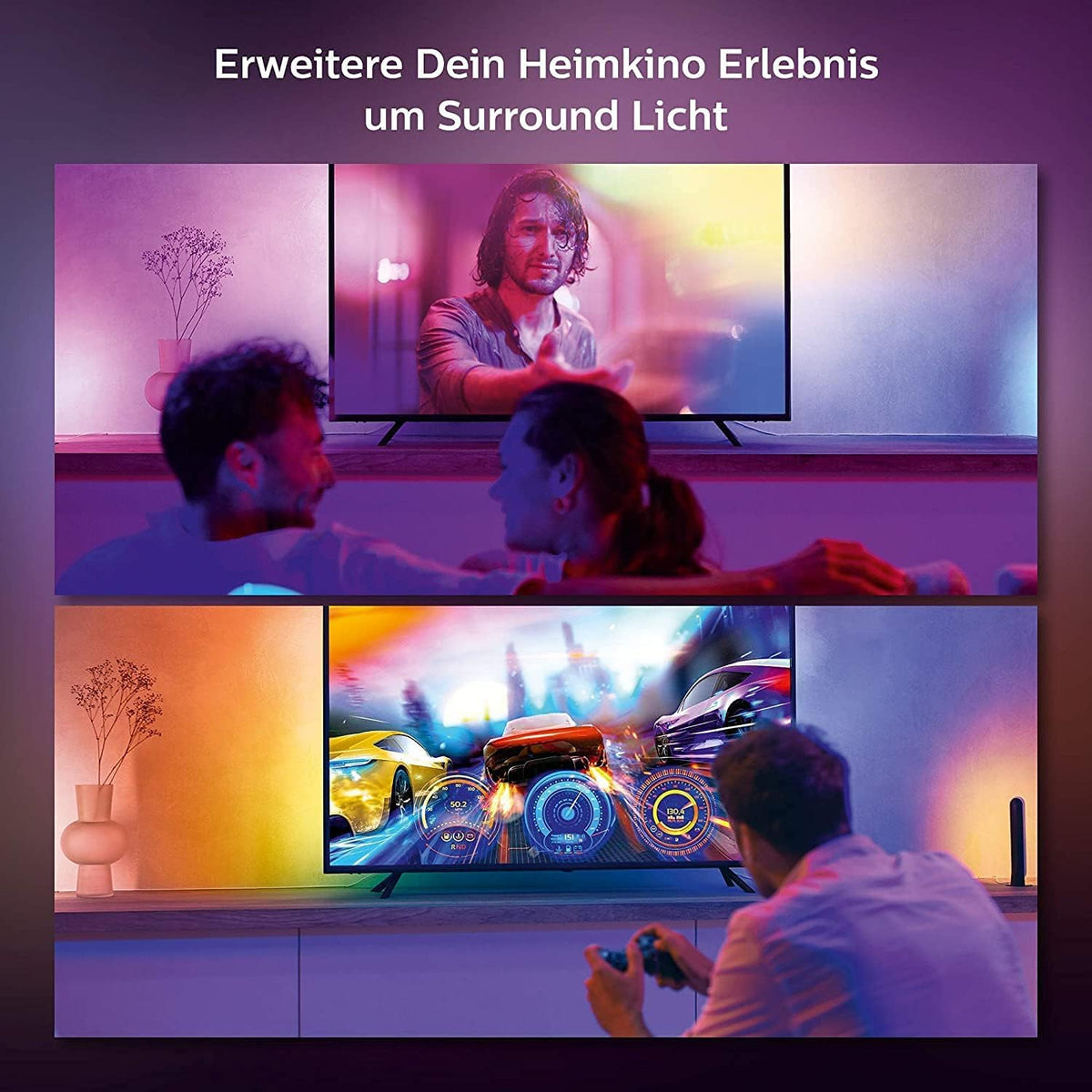 Philips Hue Gradient Lightstrip, Heimkino LED Streifen, 55 Zoll