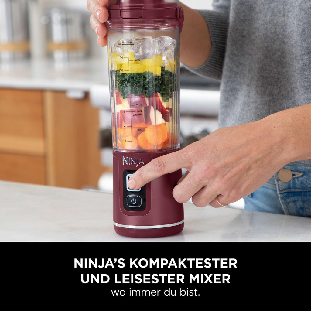 Ninja Blast Tragbarer Mixer / Blender / Smoothie Maker, 530ml Becher, Auslaufsicherer Deckel, Leistungsstarker Mini Standmixer, Kabellos & Wiederaufladbar, Zerkleinert Eis & Obst, Blau, BC151EUNV