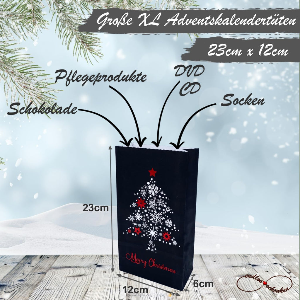 Adventskalender zum Befüllen Weihnachtskalender zum selber Basteln mit großen Tüten Kraftpapier