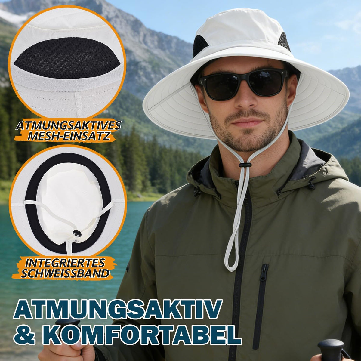 EINSKEY Breitkrempe Sonnenhut, wasserdichter Buschhut für Damen und Herren