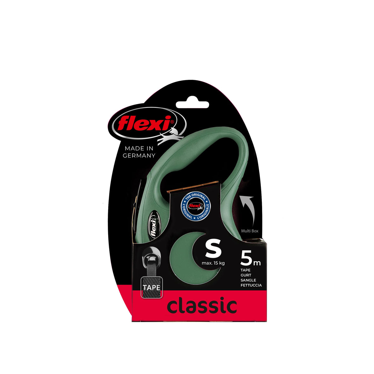 flexi® Classic L Hunde Roll-Leine, 5m Gurt, schwarz