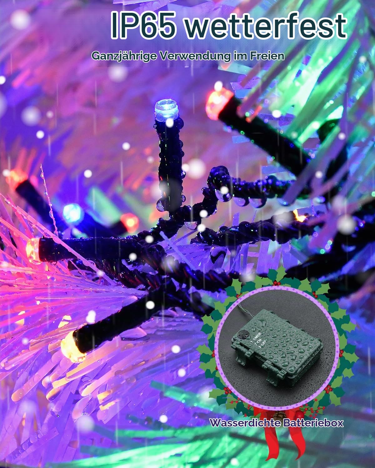 Dalugo 2 Stück Lichterkette Orange, 5M 50 LED Kabel grün mit 6h Timer, IP65 Wasserdicht Batterie für Innen außen dekorationen