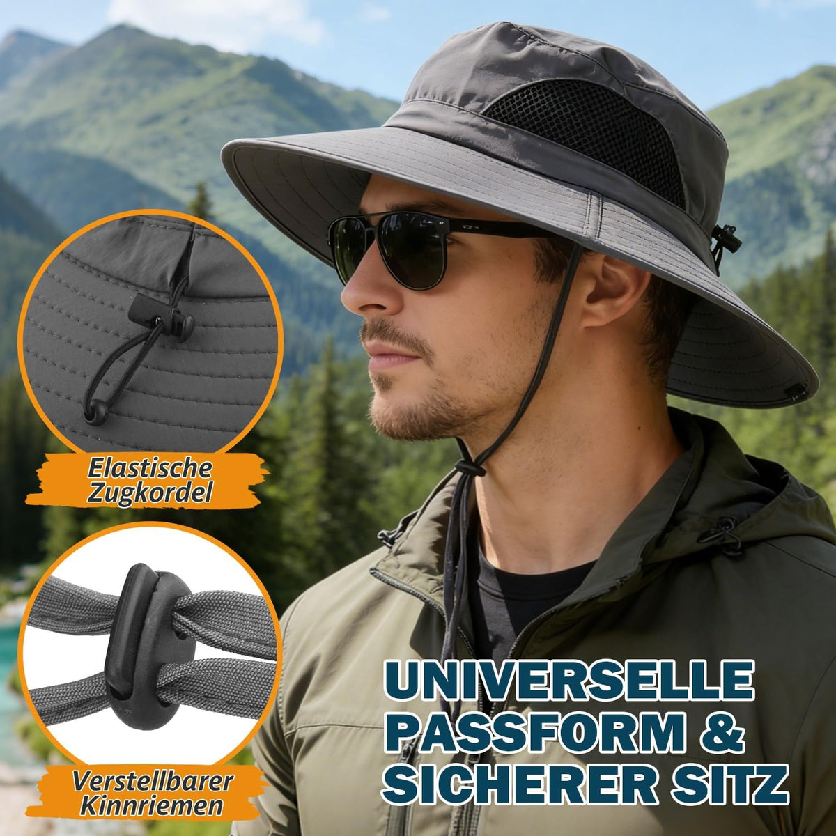 EINSKEY Breitkrempe Sonnenhut, wasserdichter Buschhut für Damen und Herren
