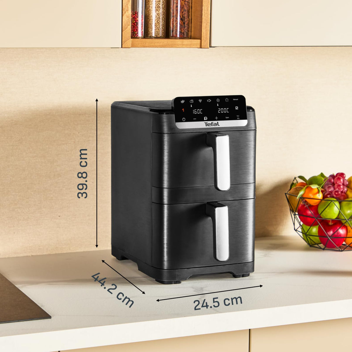 Tefal Dual Easy Fry Heißluftfritteuse 8,3 L mit 2 Kammern