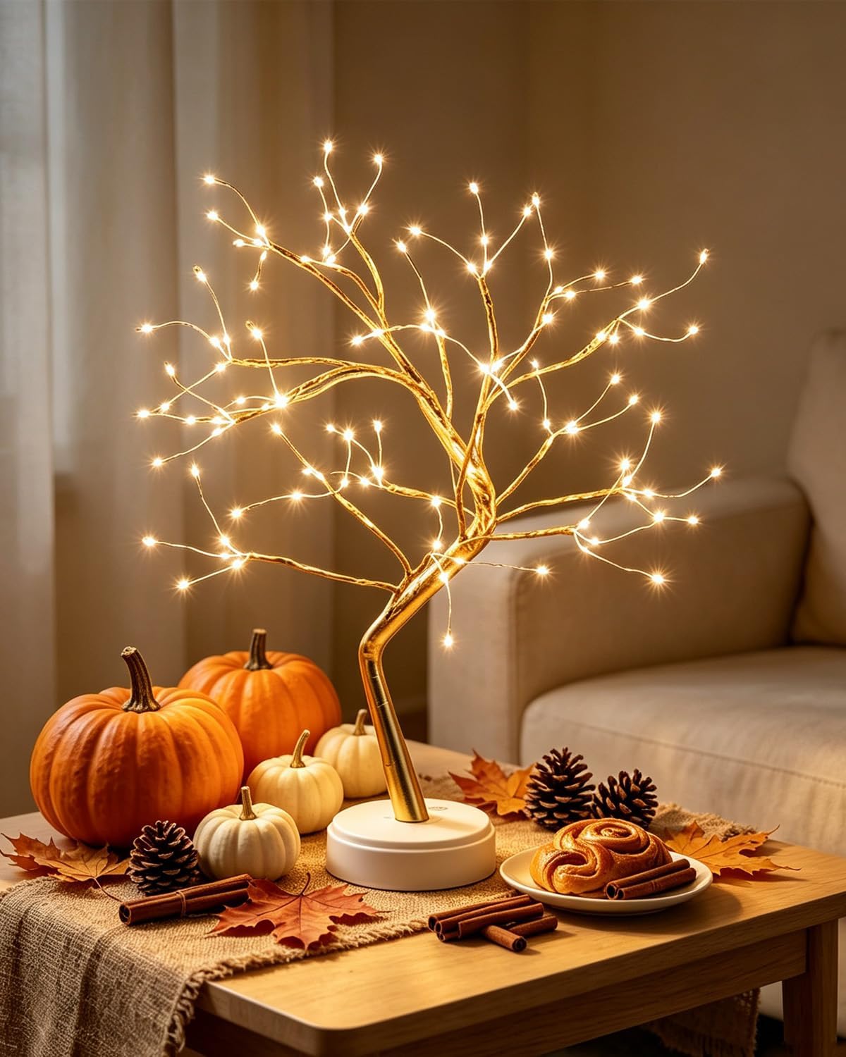 Kinamy LED Baum Lichter, LED Lichterbaum, Baum Licht Warmweiß Verstellbare Äste, 108 LED Baum Lampe Dekobaum Belichtet Baumbeleuchtung Innen Deko,USB/Batteriebetrieben