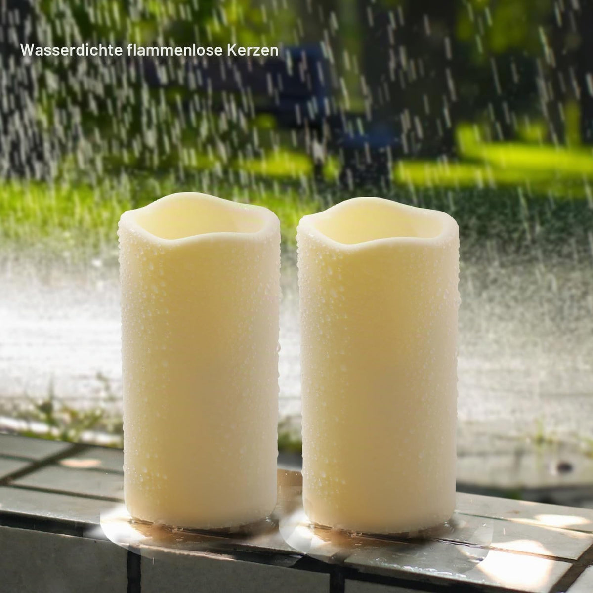 2PACK Wasserdichte Outdoor Flammenlose LED Kerzen Fernbedienung Timer