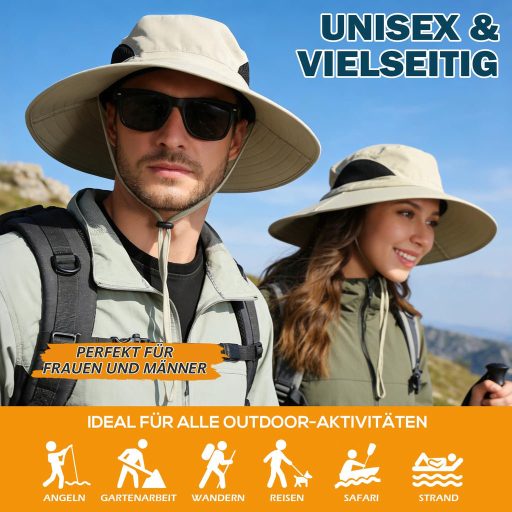 EINSKEY Breitkrempe Sonnenhut, wasserdichter Buschhut für Damen und Herren