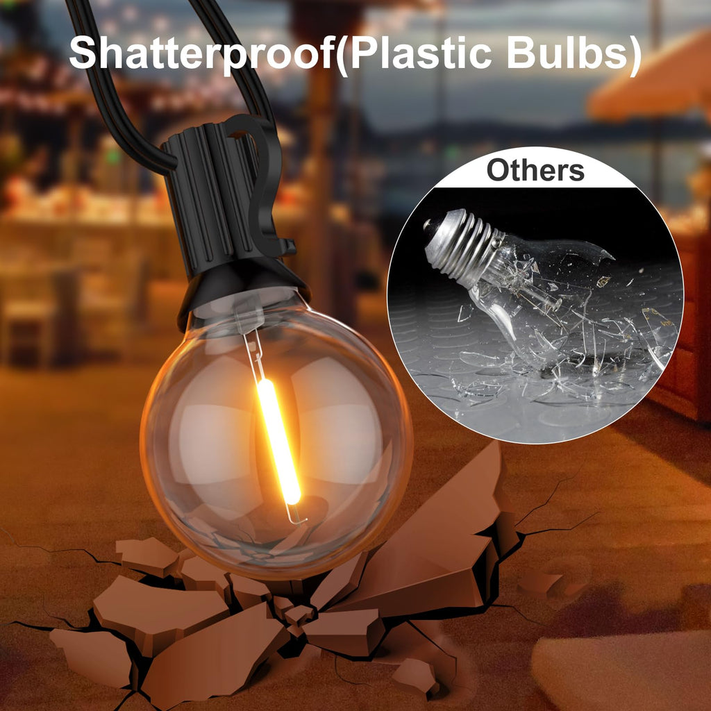 GPATIO Lichterkette Outdoor Außen LED Strom, 30M Lichterketten mit 52 Bulbs