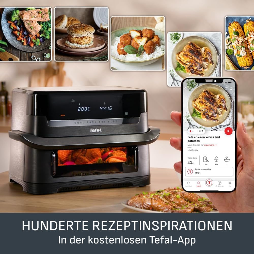Tefal Dual Easy Fry Heißluftfritteuse 8,3 L mit 2 Kammern