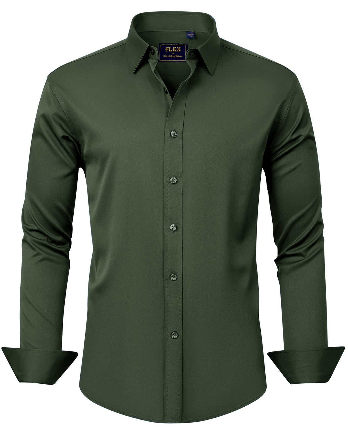 J.VER Men's Dress Shirts Solid Long Sleeve Stretch Wrinkle-Free Formal Shirt Business Casual Button Down Shirts