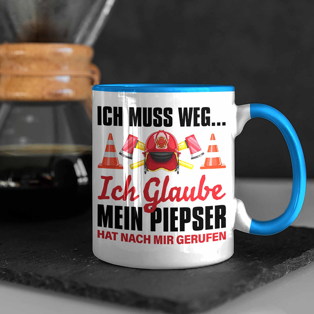 Trendation - Feuerwehr Tasse Geschenk für Feuerwehrmann Geburtstag Männer Spruch (Schwarz)