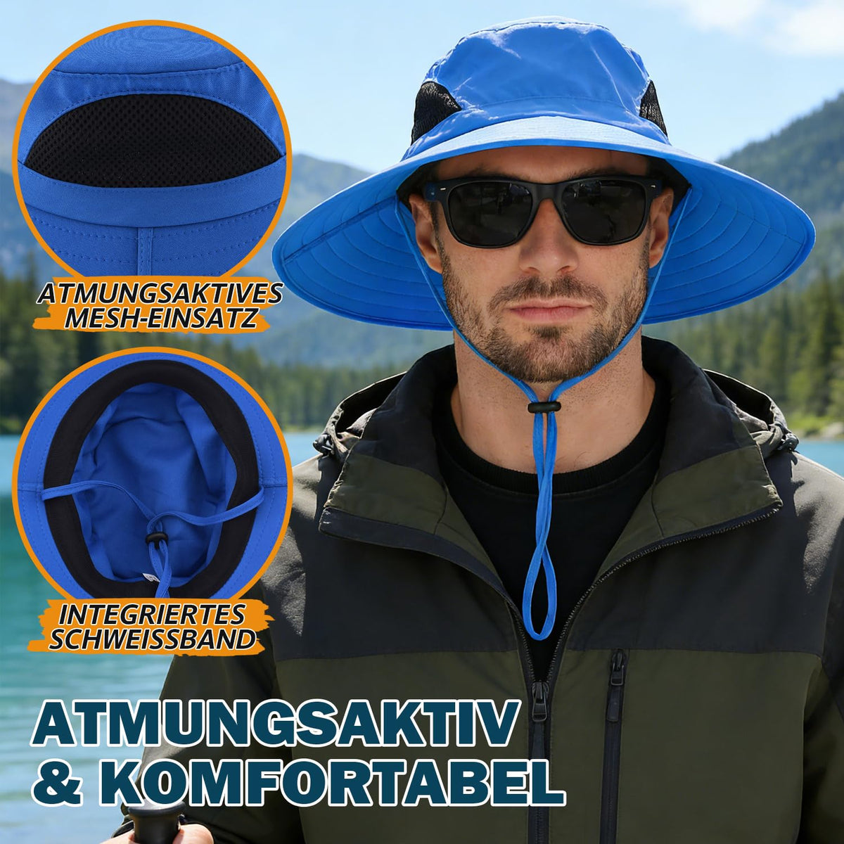 EINSKEY Breitkrempe Sonnenhut, wasserdichter Buschhut für Damen und Herren