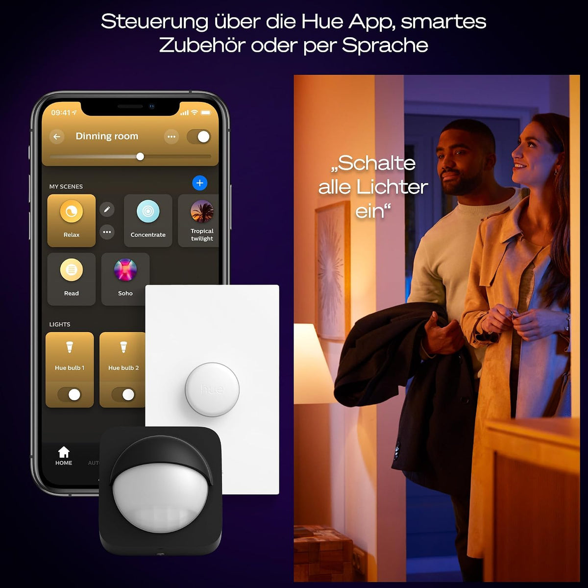 Philips Hue Devote Smart LED-Panel-Licht, weißes und farbiges Ambiente, rund 43 cm, 23 W, 2900 Lumen, weißer Rahmen für Innenbeleuchtung, Decke, Wohnzimmer, Küche, Flur