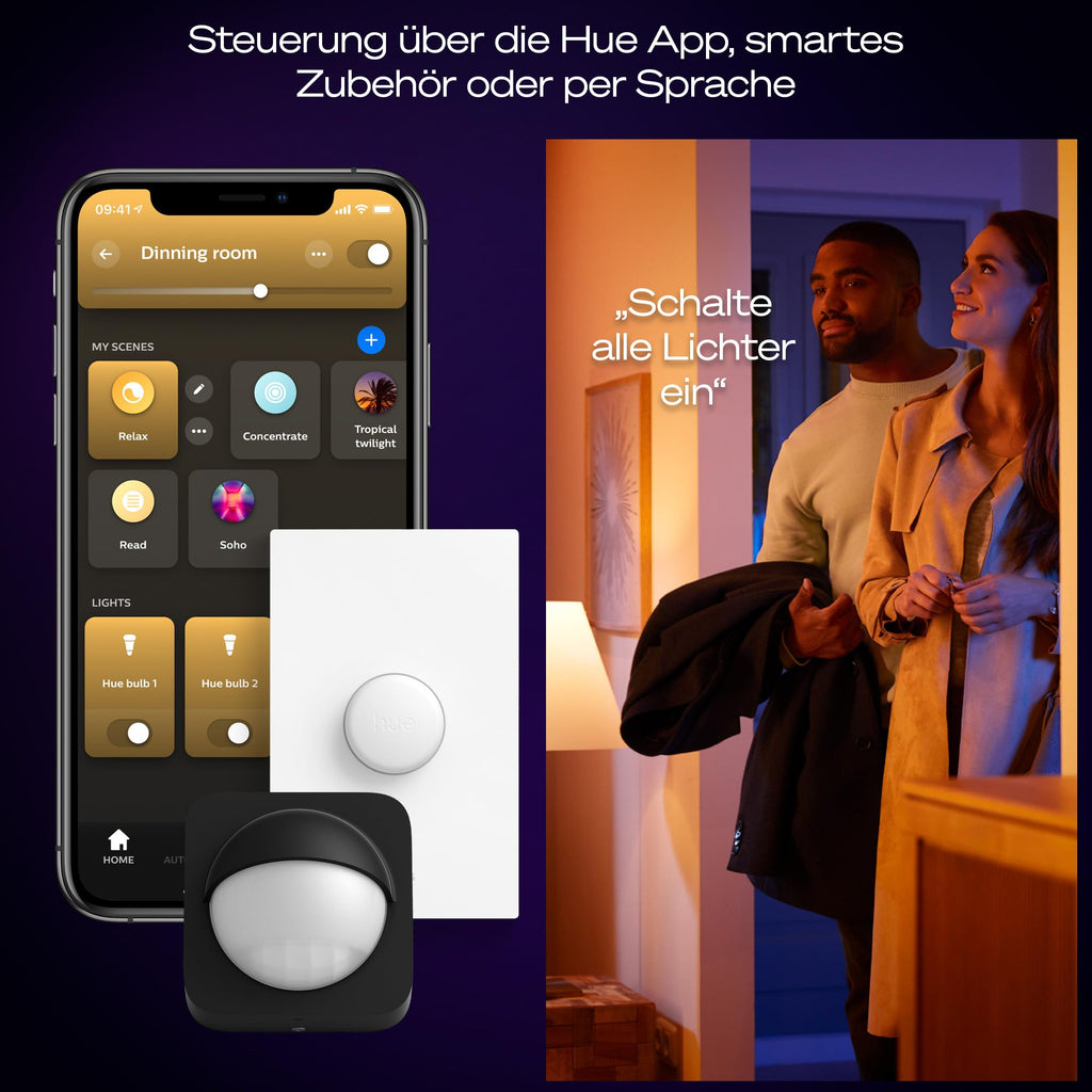 Philips Hue Devote Smart LED-Panel-Licht, weißes und farbiges Ambiente, rund 43 cm, 23 W, 2900 Lumen, weißer Rahmen für Innenbeleuchtung, Decke, Wohnzimmer, Küche, Flur