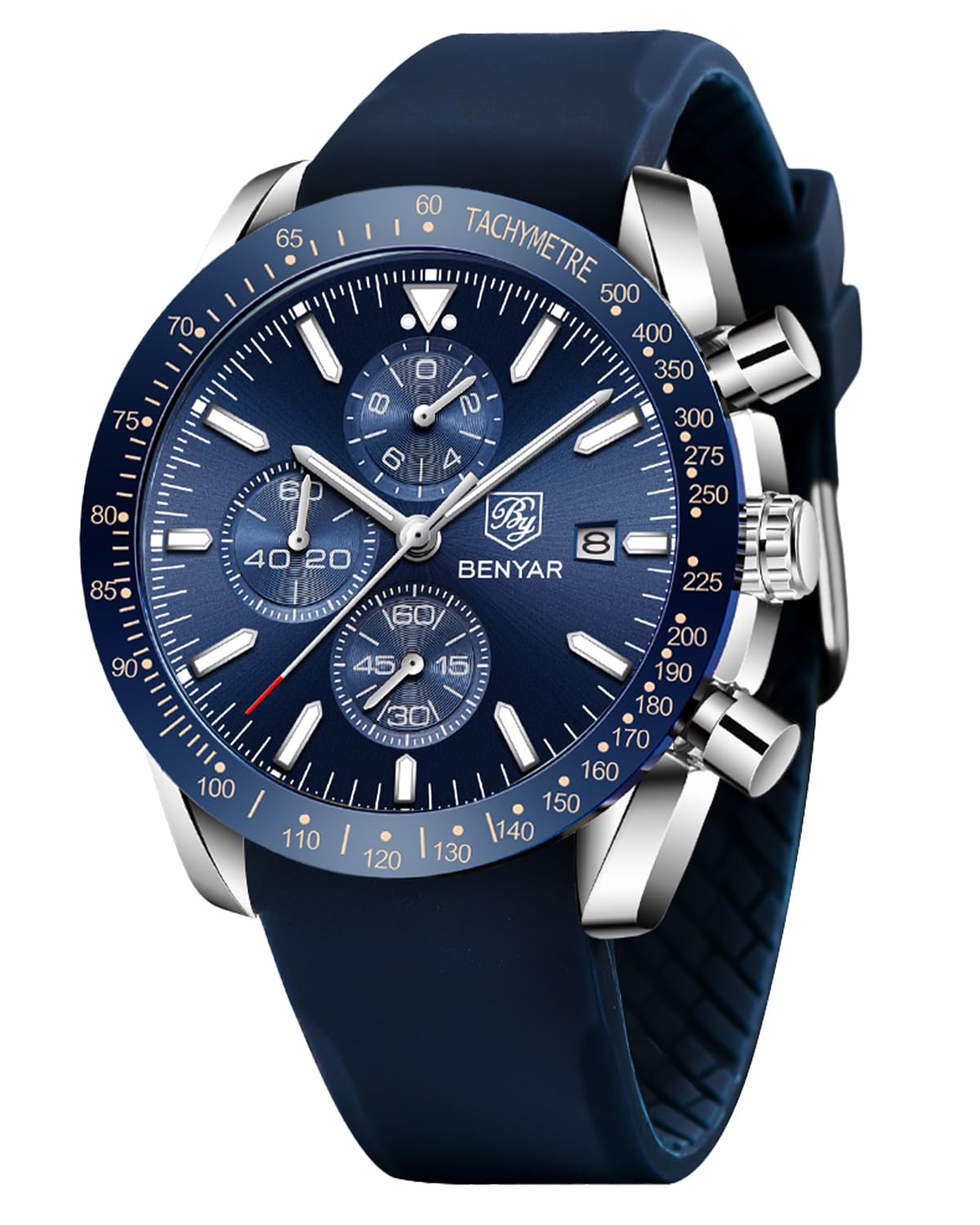 BENYAR Uhren Herren Analog Quarz Chronograph Herrenuhren Wasserdicht Datum Lederband Armbanduhr Lässig Business-Kleid fur Männer Klassische Elegantes Geschenk