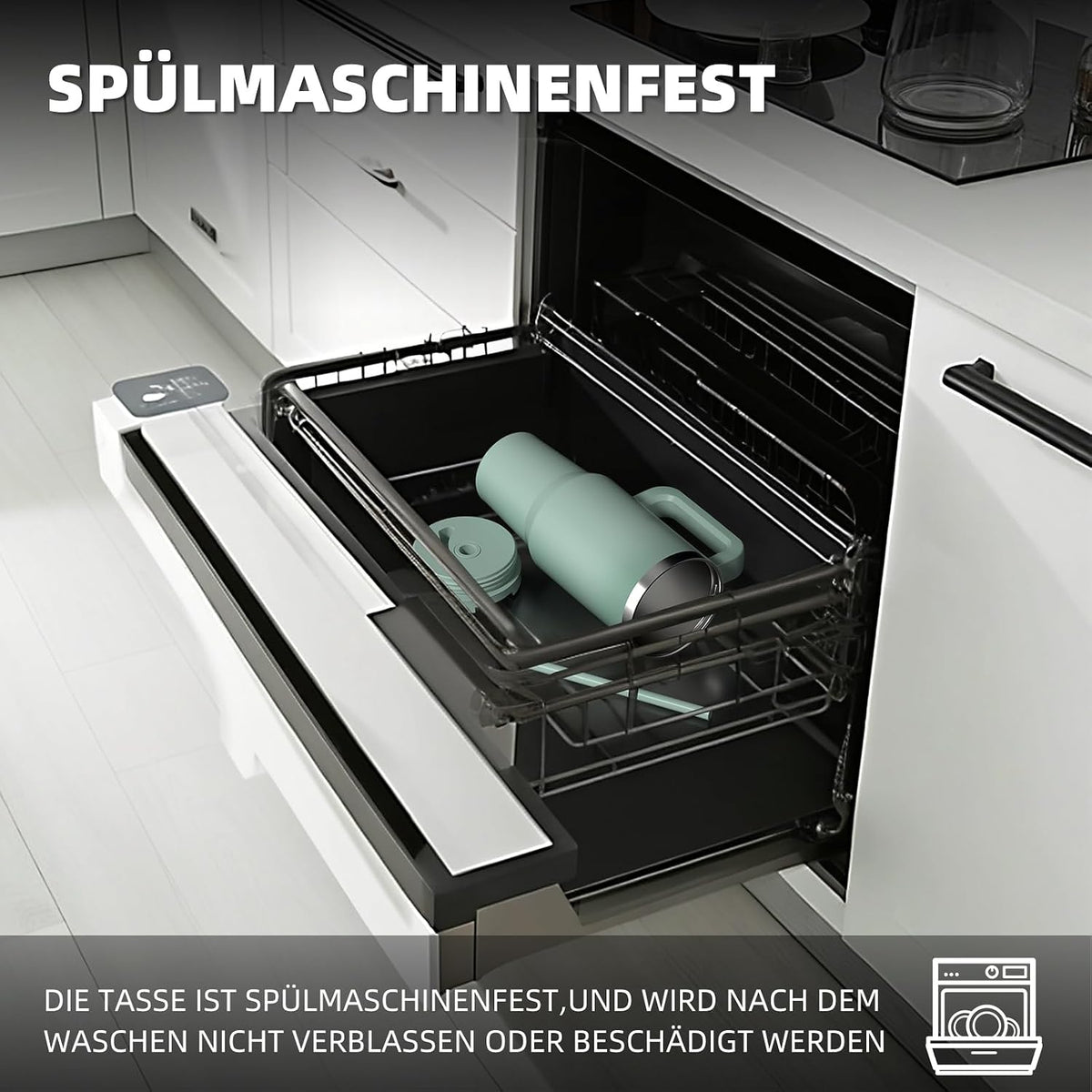 WATERSY 1.2L Thermobecher mit 2 Strohhalmen, Trinkbecher Auslaufsicherer Kaffeebecher To Go Vakuum-Isoliert mit BPA frei Schraubdeckel, Trinkflasche Kühlt 12 Stunden,Tiefseelndigo