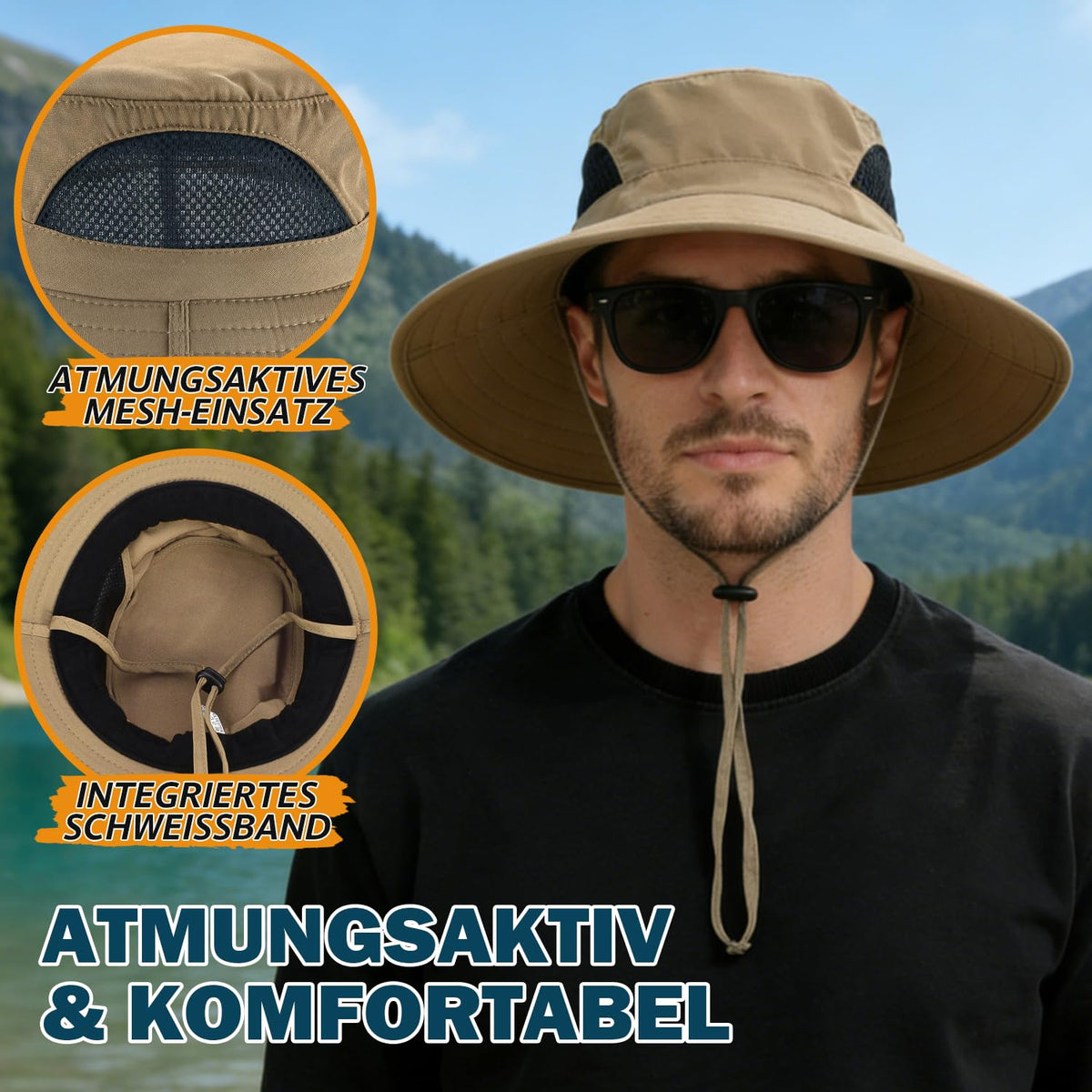 EINSKEY Breitkrempe Sonnenhut, wasserdichter Buschhut für Damen und Herren