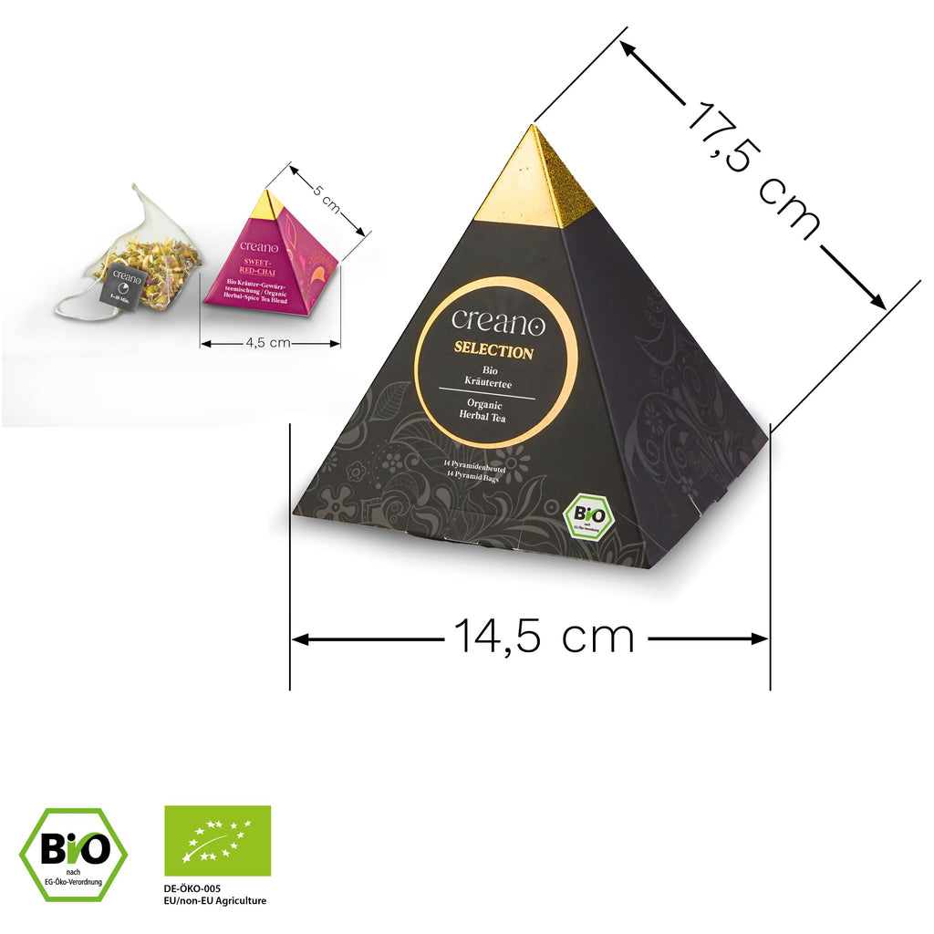 Creano Premium Bio Kräutertee Geschenkset „ORGANIC HERBAL TEA“ - 9 Pyramiden-Teebeutel in 9 unterschiedlichen Sorten - 22,5g - NEUHEIT 2024*