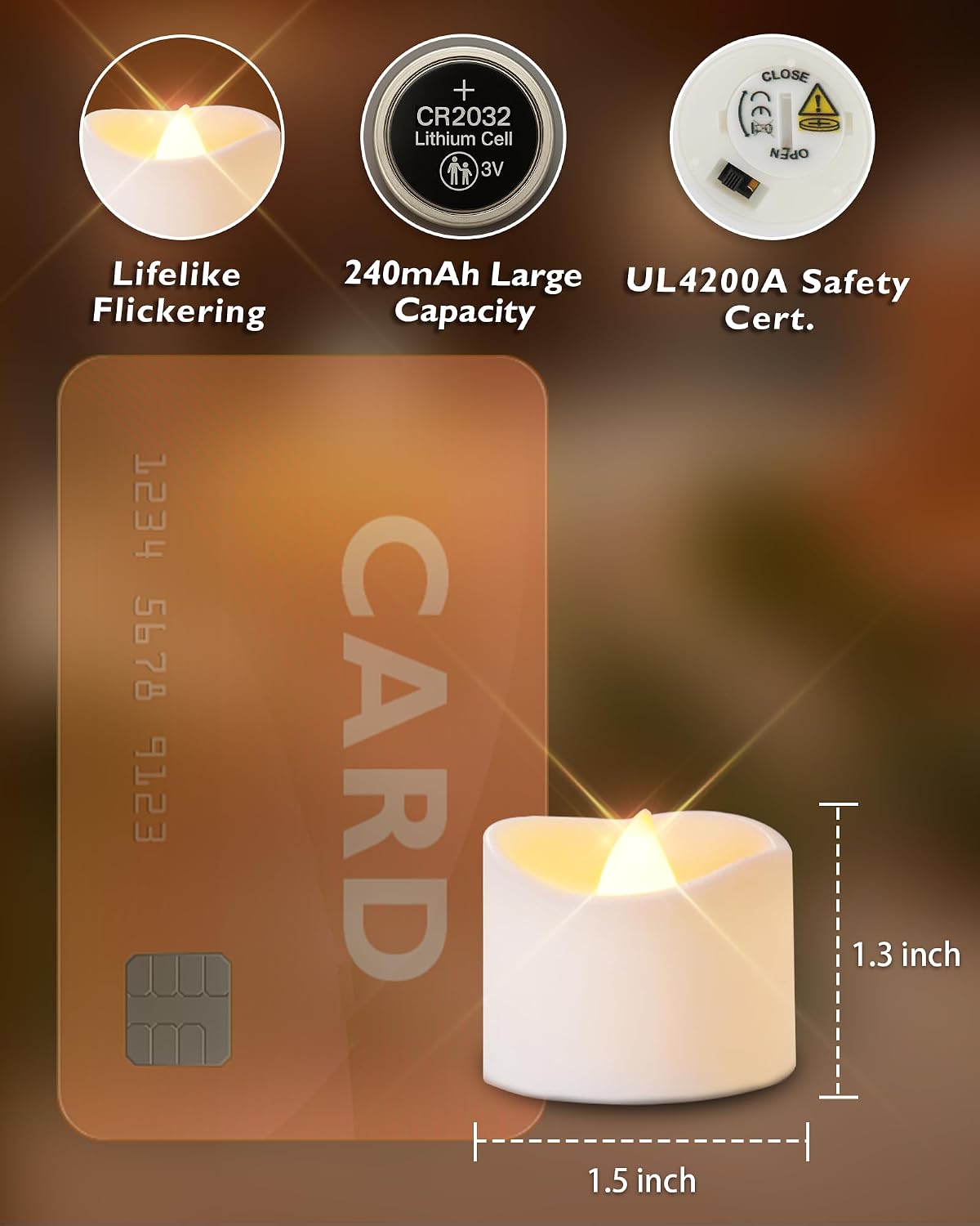 Homemory 12 led teelichter mit Timer, elektrische flackernde batteriebetriebene Kerzen, 6 Stunden an und 18 Stunden aus, 3.2x3.6 cm, Plastik
