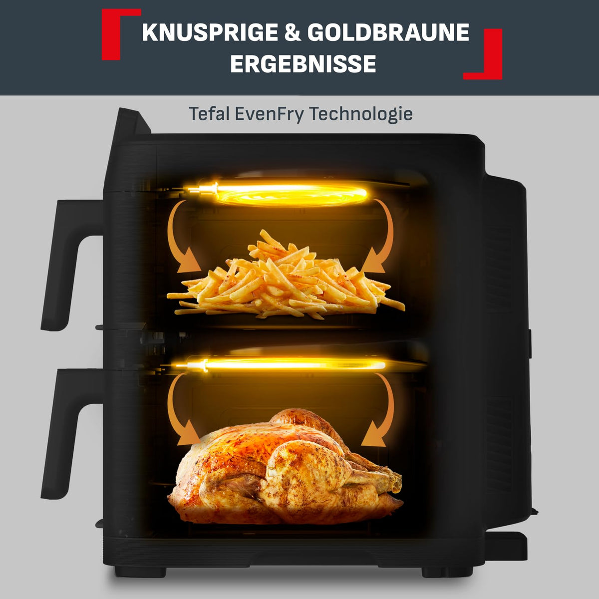 Tefal Dual Easy Fry Heißluftfritteuse 8,3 L mit 2 Kammern