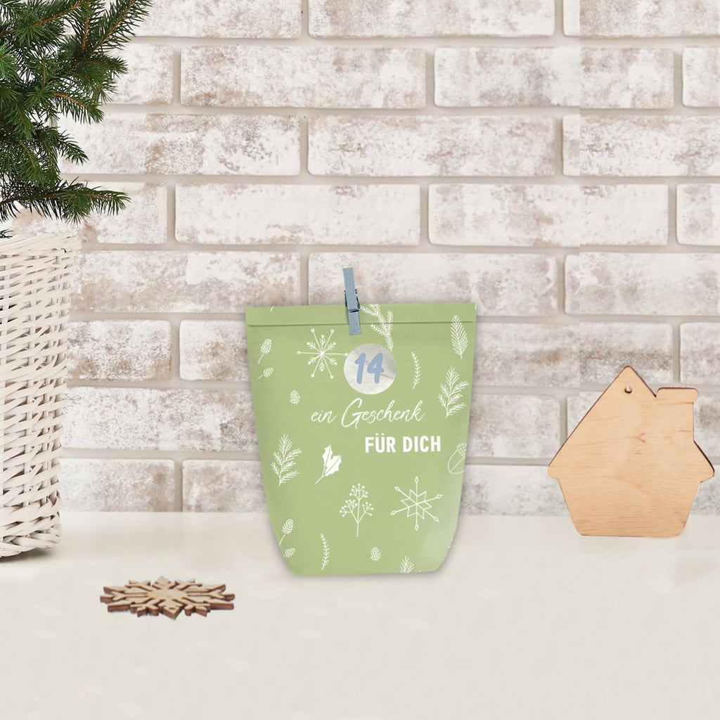 Adventskalender zum Befüllen, 24 Weihnachtskalender Papiertüten zum Selber Basteln, Geschenktüten zum selbst füllen, Advents Tüten Selbstbefüllen für Kinder & Erwachsene