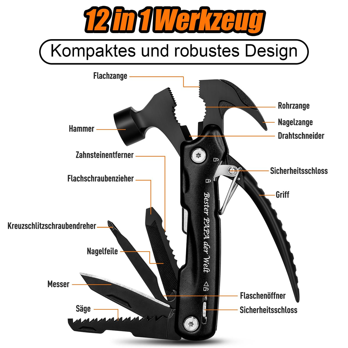 BIIB Geschenke für Männer, 12 in 1 Multitool Weihnachtsgeschenke für Männer