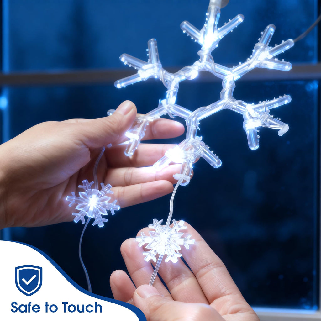 LED Sterne Weihnachtsbeleuchtung, 2 Stück Weihnachtsstern Fenster Lichterkette, Warmweiß Lichtervorhang Innen Batteriebetriebene mit Timer,8 Modi für Weihnachtsdeko Balkon Fest Party Hochzeit