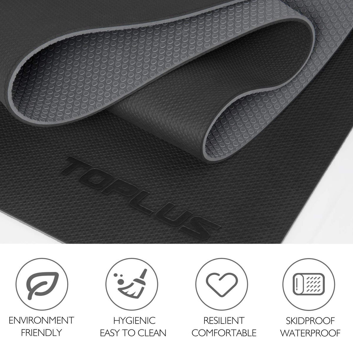 TOPLUS Gymnastikmatte, Yogamatte Yogamatte Gepolstert & rutschfest für Fitness Pilates & Gymnastik mit Tragegurt