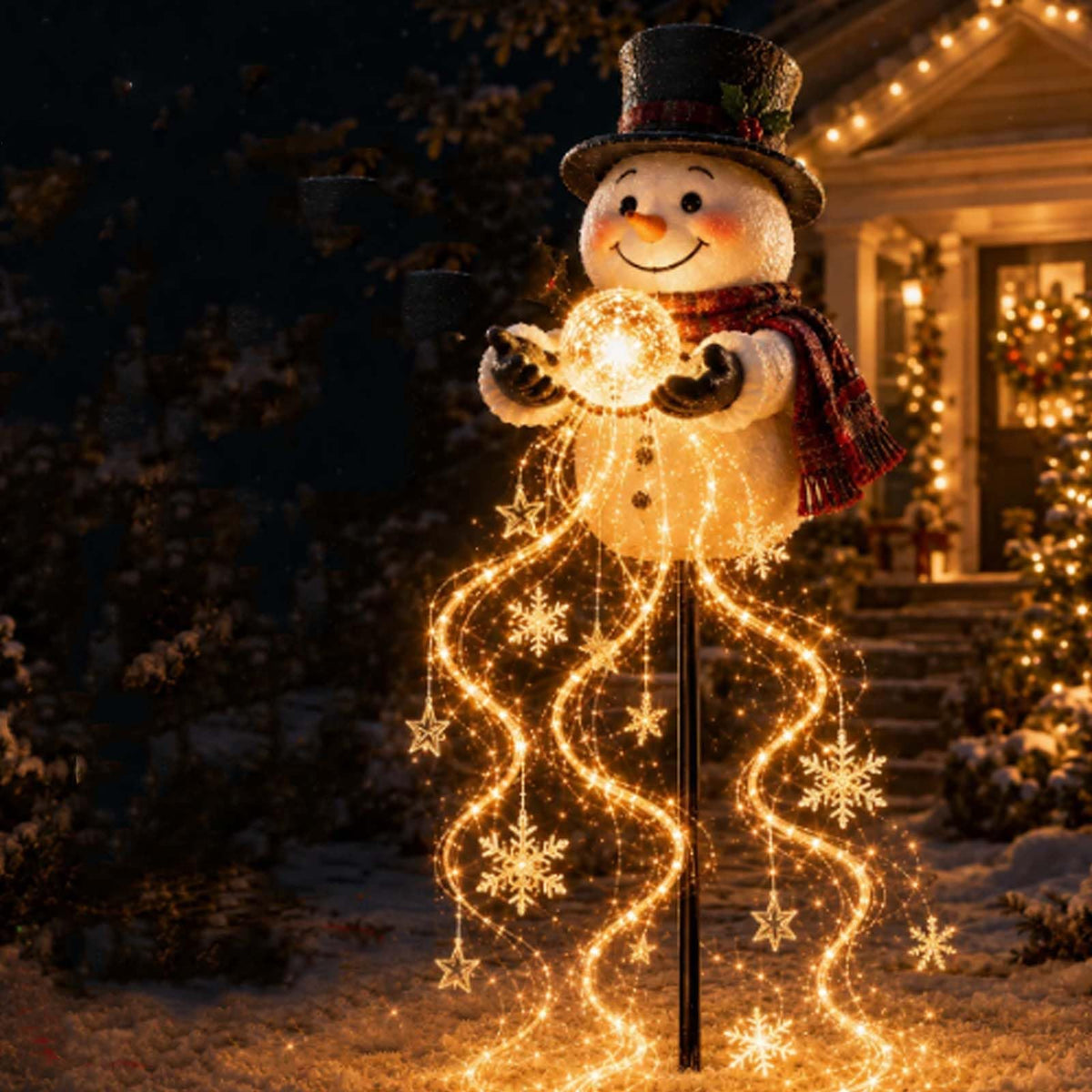Snowman Magic Fountain, Fließende LED Weihnachts-Gartenleuchte