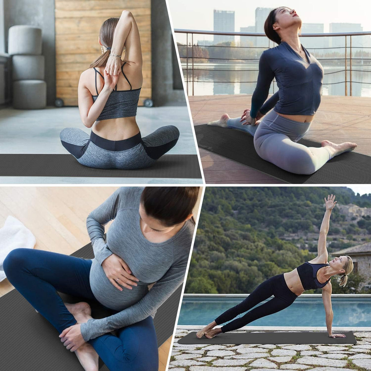 TOPLUS Gymnastikmatte, Yogamatte Yogamatte Gepolstert & rutschfest für Fitness Pilates & Gymnastik mit Tragegurt