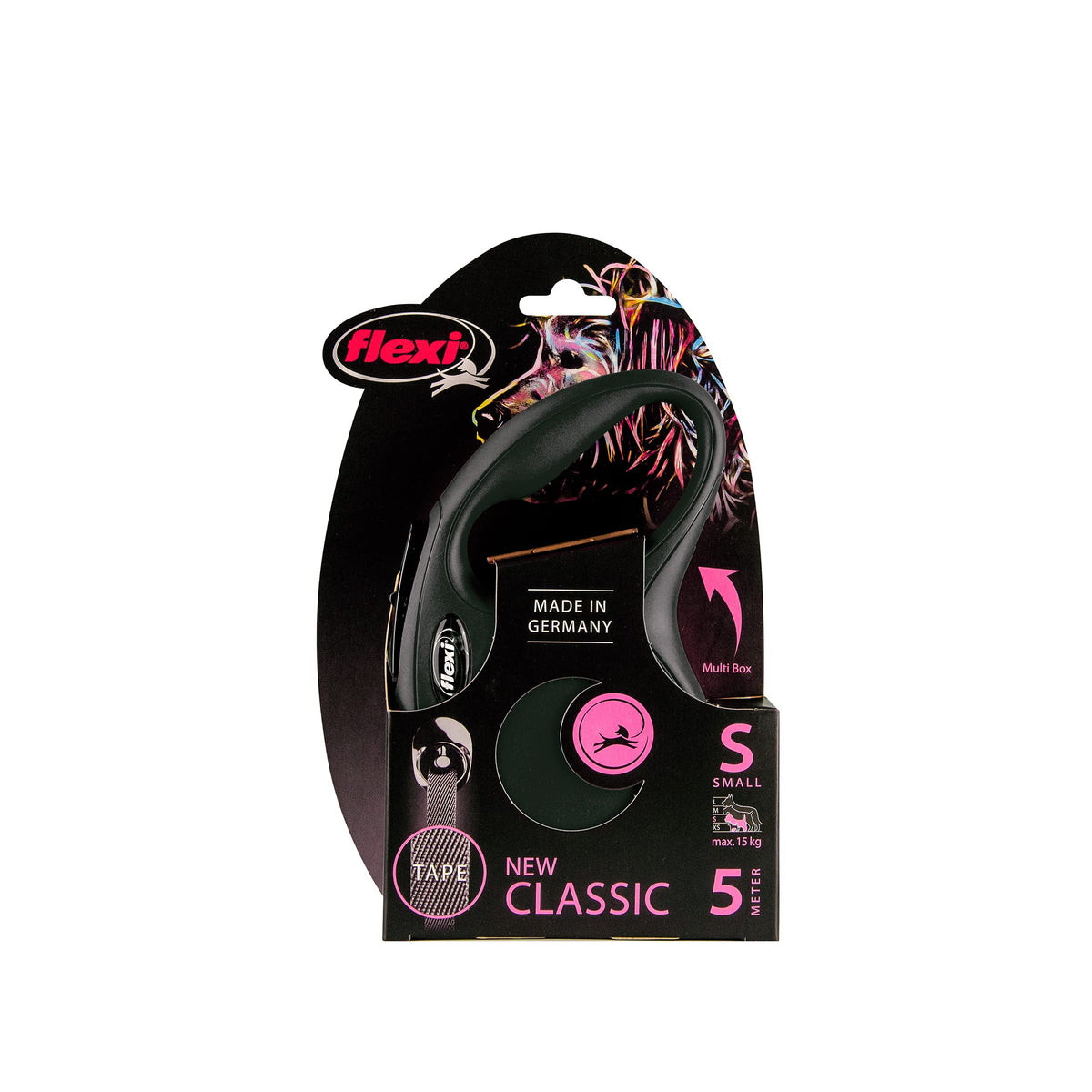 flexi® Classic L Hunde Roll-Leine, 5m Gurt, schwarz