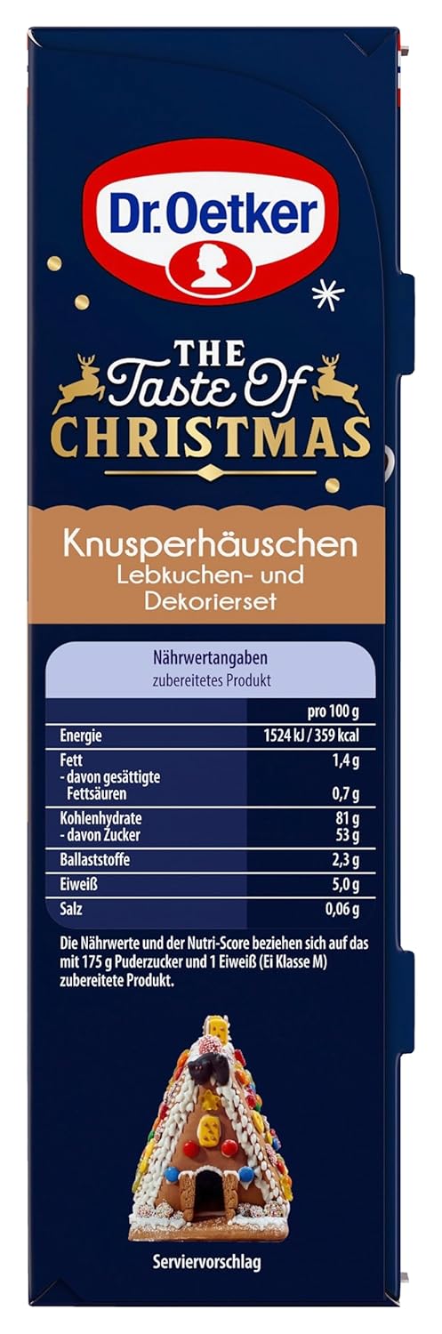 Dr. Oetker Knusper-Häuschen, Lebkuchenhaus und Dekorierset zum Basteln und Verzieren für die Weihnachtszeit- 1 x 403 g