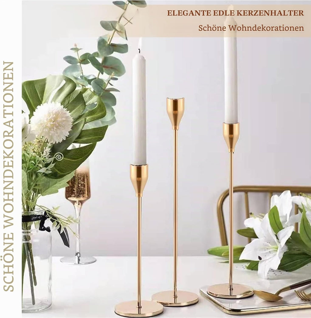 Pesonlook Set mit 24 Kerzenhaltern, Goldfarben, Konisch
