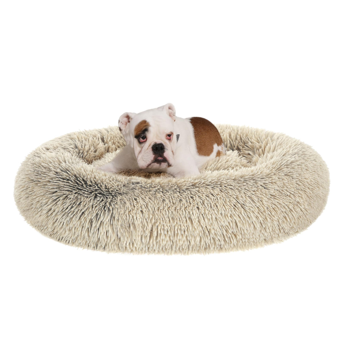 Feandrea Hundebett flauschig, waschbar, Langer Plüsch, 70 cm Durchmesser