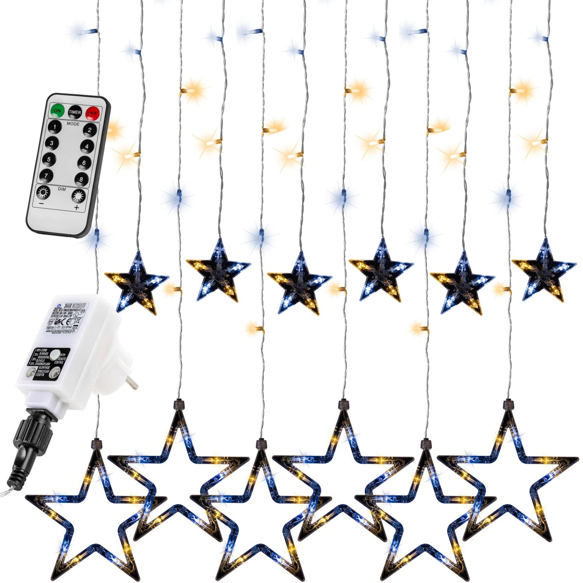 VOLTRONIC LED-Lichtvorhang, für den Innen- und Außenbereich, IP44, Modell und Farbe nach Wahl, Fernsteuerung