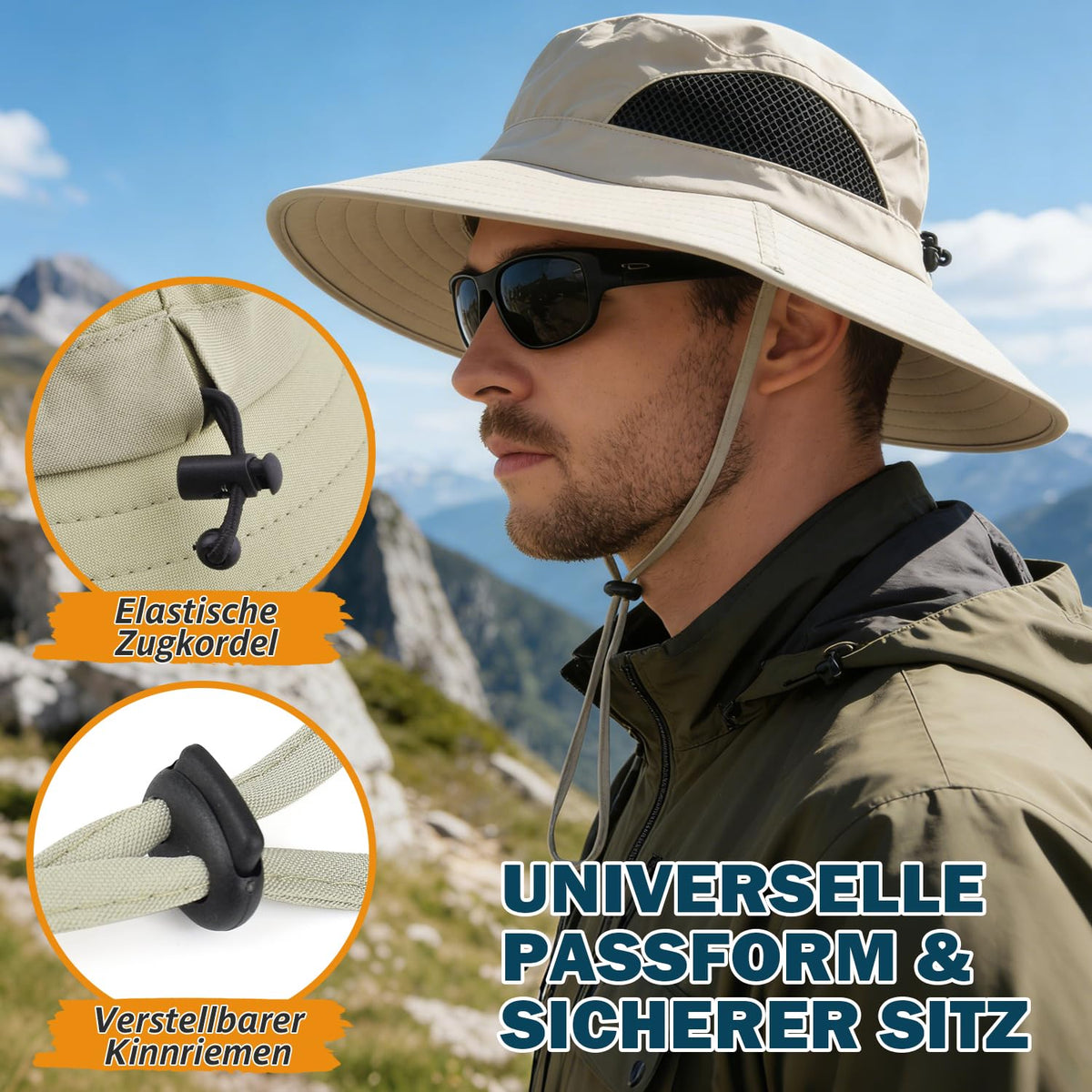 EINSKEY Breitkrempe Sonnenhut, wasserdichter Buschhut für Damen und Herren
